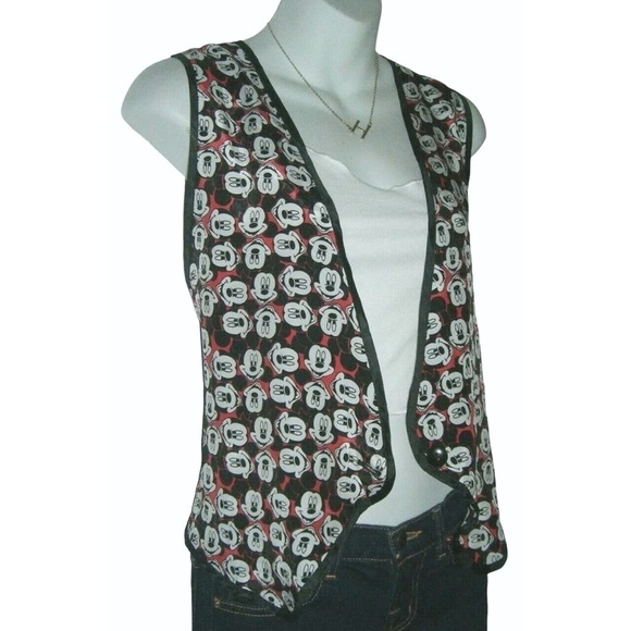 Vintage 90s Satin Disney Mickey Mouse Vest Pop Art Retro Kawaii Cute Kidcore y2k - Picture 5 of 12